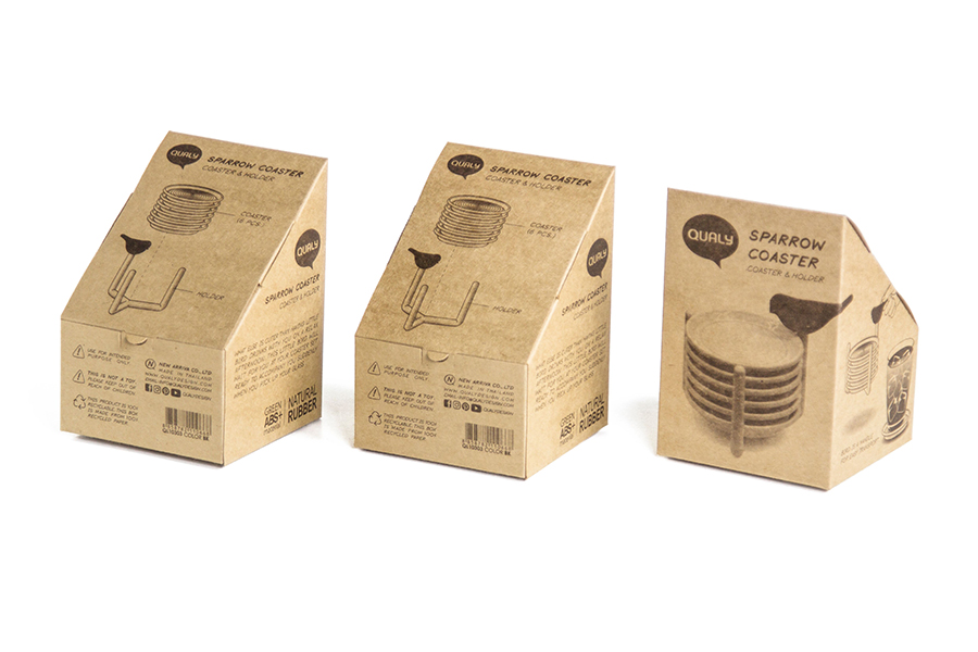 QL10303-GN Набор подставок под чашки sparrow, белый с зеленым Qualy  - Вид №4