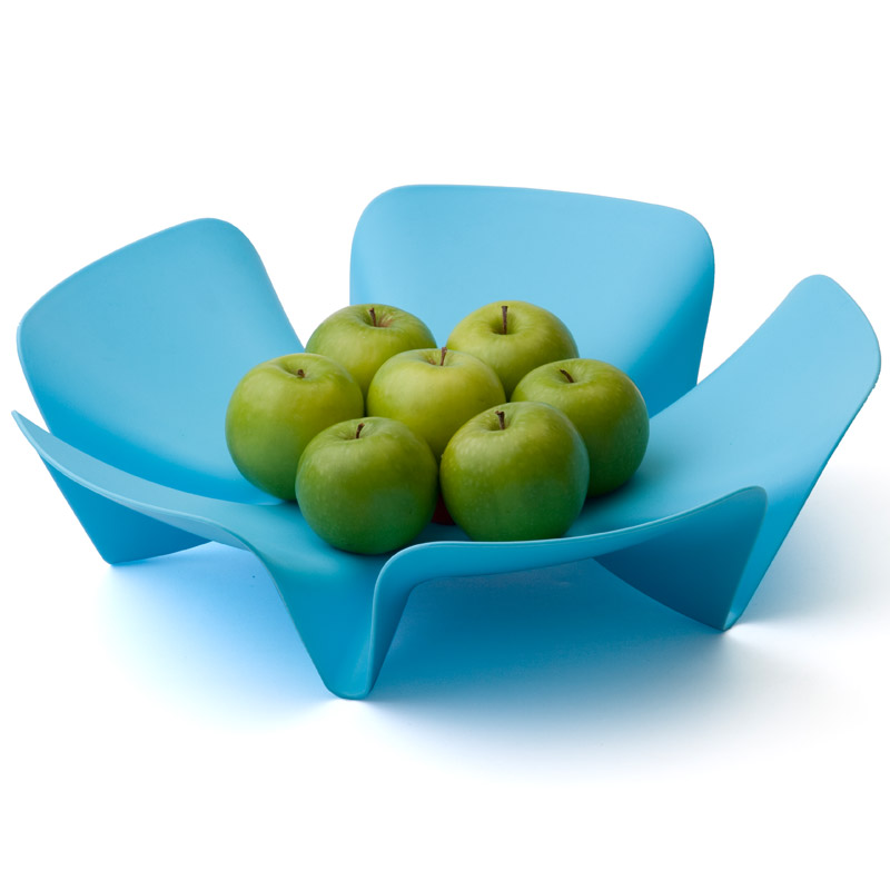 QL10041-BU Ваза для фруктов flower голубая Qualy 