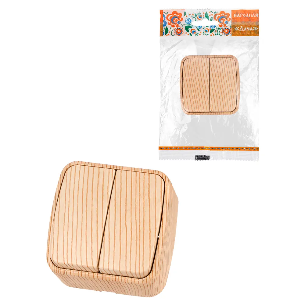 Выключатель накладной TDM Electric Дача с двумя клавишами в цвете сосна 89376331 STLM-1109347 - Вид №4