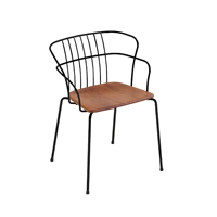 Flint 535-A Кресло со стальным каркасом и спинкой на 4 ножках, сиденье из полиамида, дерева ироко или кожи. Et al. Flint