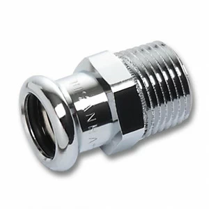116243G1538 SANHA 16243G пресс-фитинг, бронза, ниппель перех.ВПр-НР,хром 15x3/8 мм