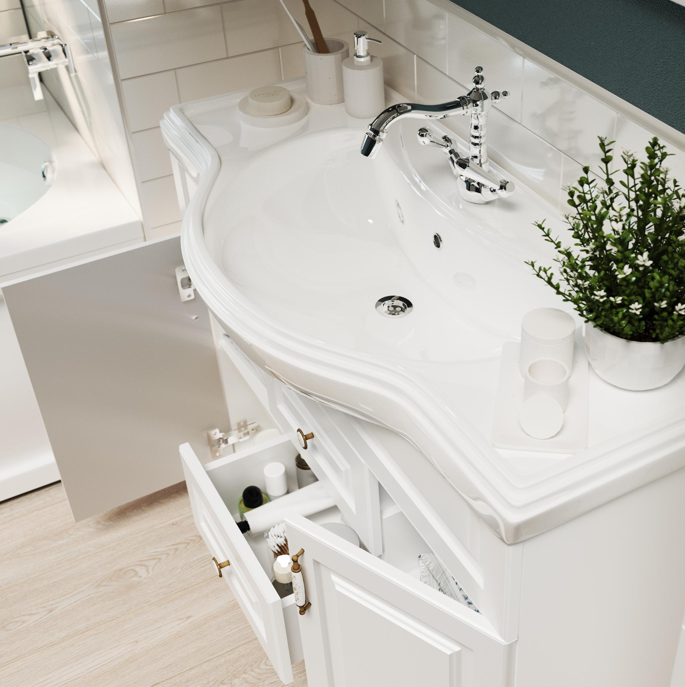 У94490 Тумба Прованс New 80Н 2в.я. 2д. Белый глянец 1 Marka Прованс - Вид №3