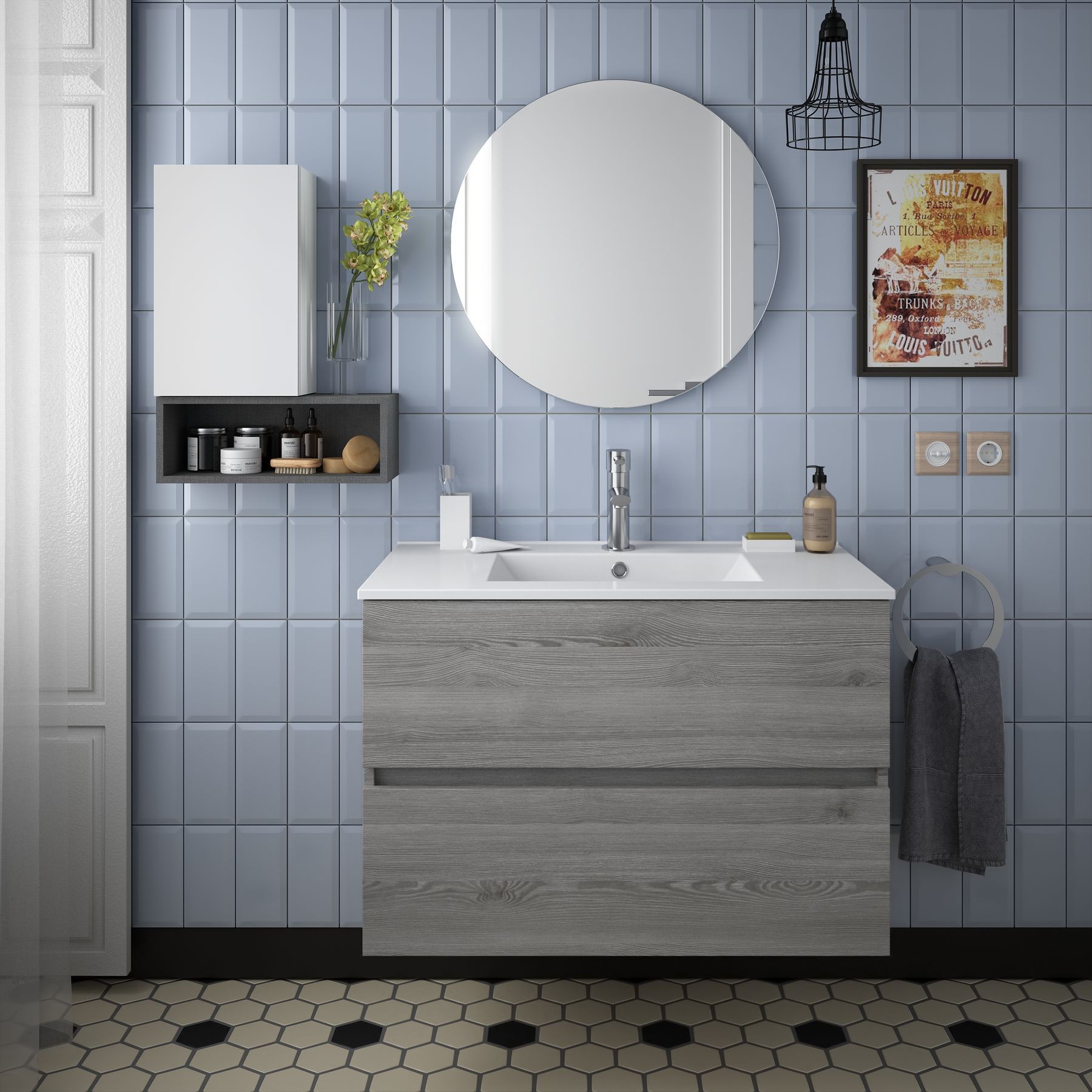 26555 SALGAR Мебель для умывальника FUSSION LINE 800 2 ящика BAY PINE 797 x 540 x 450 мм Лавровая сосна
