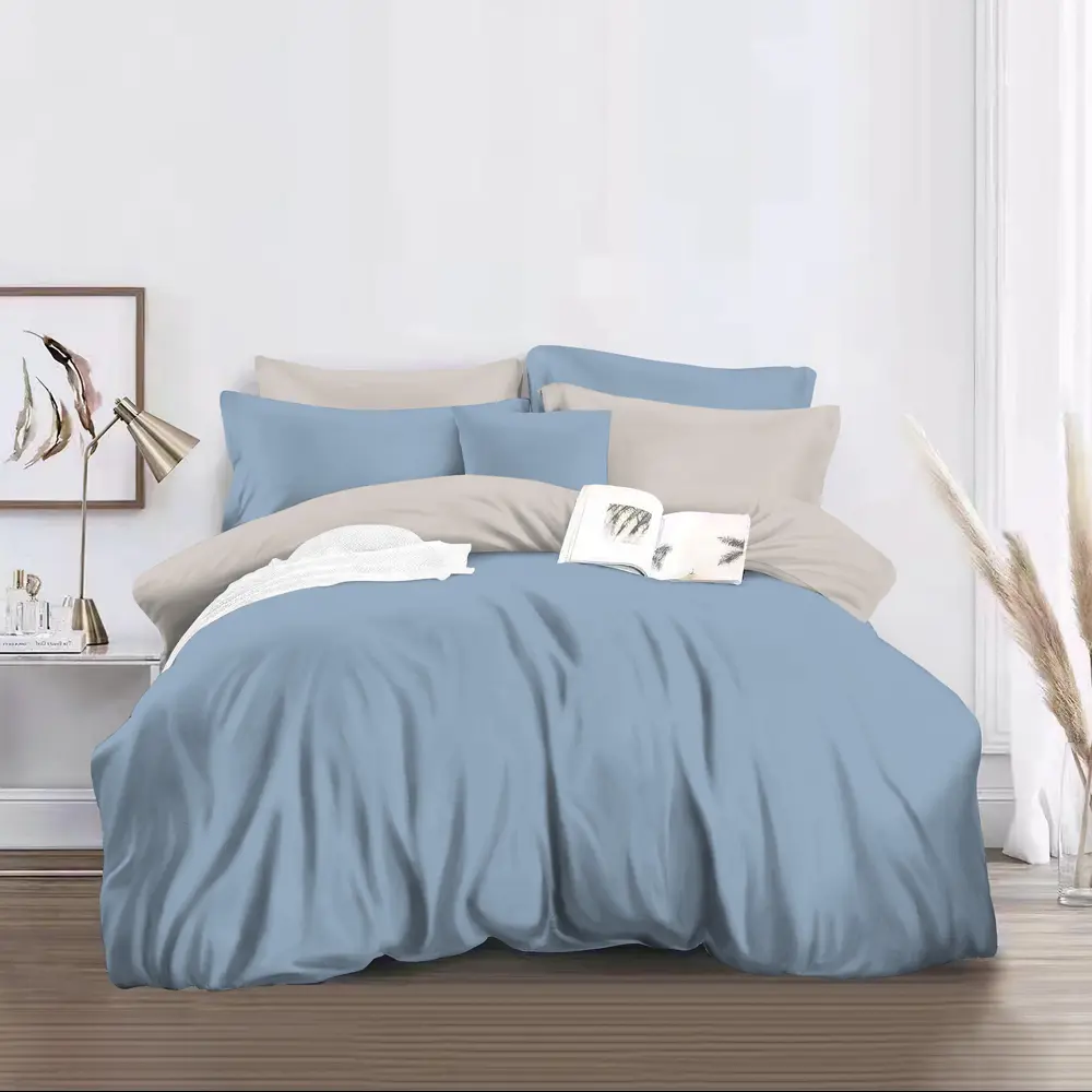 Santreyd Комплект постельного белья евро полисатин бежево-голубой 89392435 STLM-1368861 - Вид №1