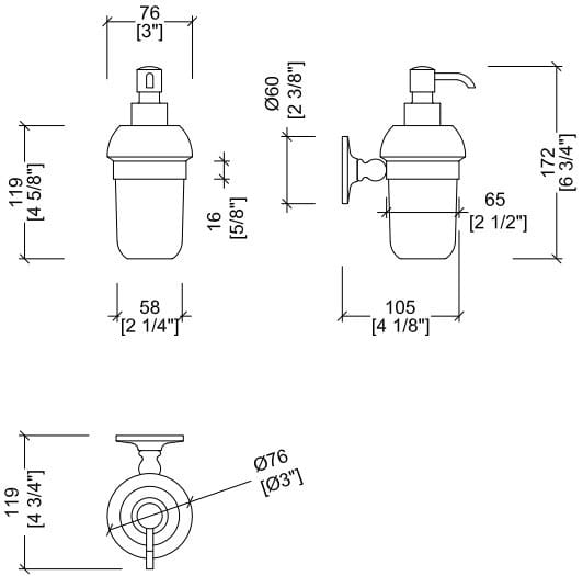 Керамический и латунный настенный дозатор мыла Devon&Devon Кавендиш ARCH-00116794 - Вид №1
