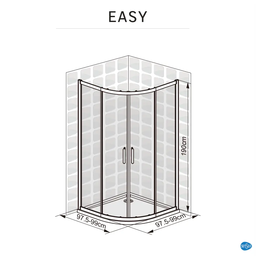 Комплект стекол для душевой ширмы Sensea Easy 1/4 круга 100x100 см прозрачное, цвет профиля на выбор 88103638 STLM-2072850 - Вид №24