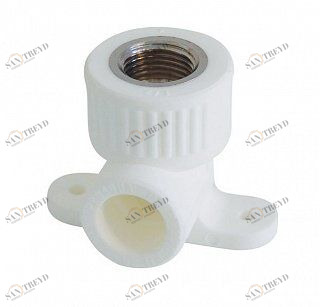 Угольник переходной ВР KALDE 90 D25х3/4" с креплением к стене белый 3222BAT250C01