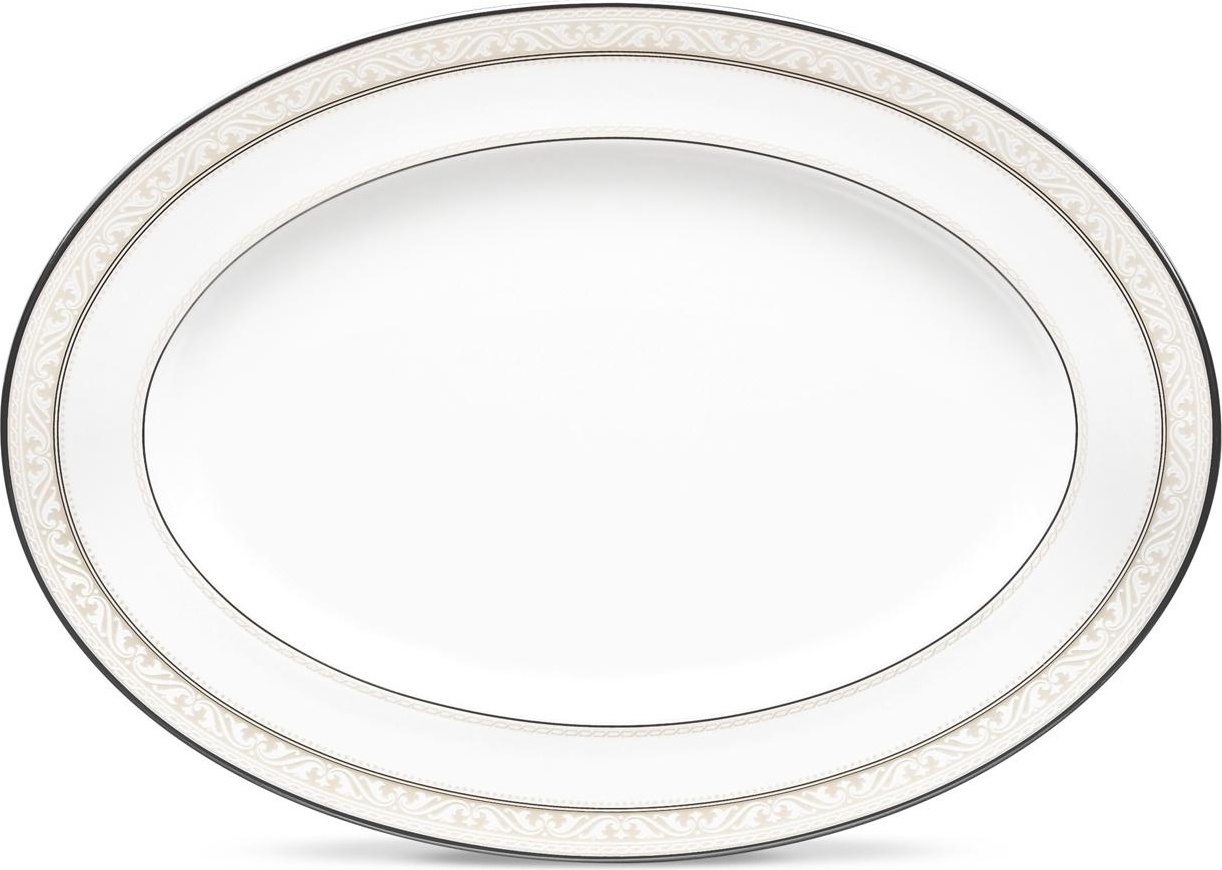 54834 Noritake Блюдо овальное Noritake "Монтвейл, платиновый кант" 41см Фарфор костяной 
