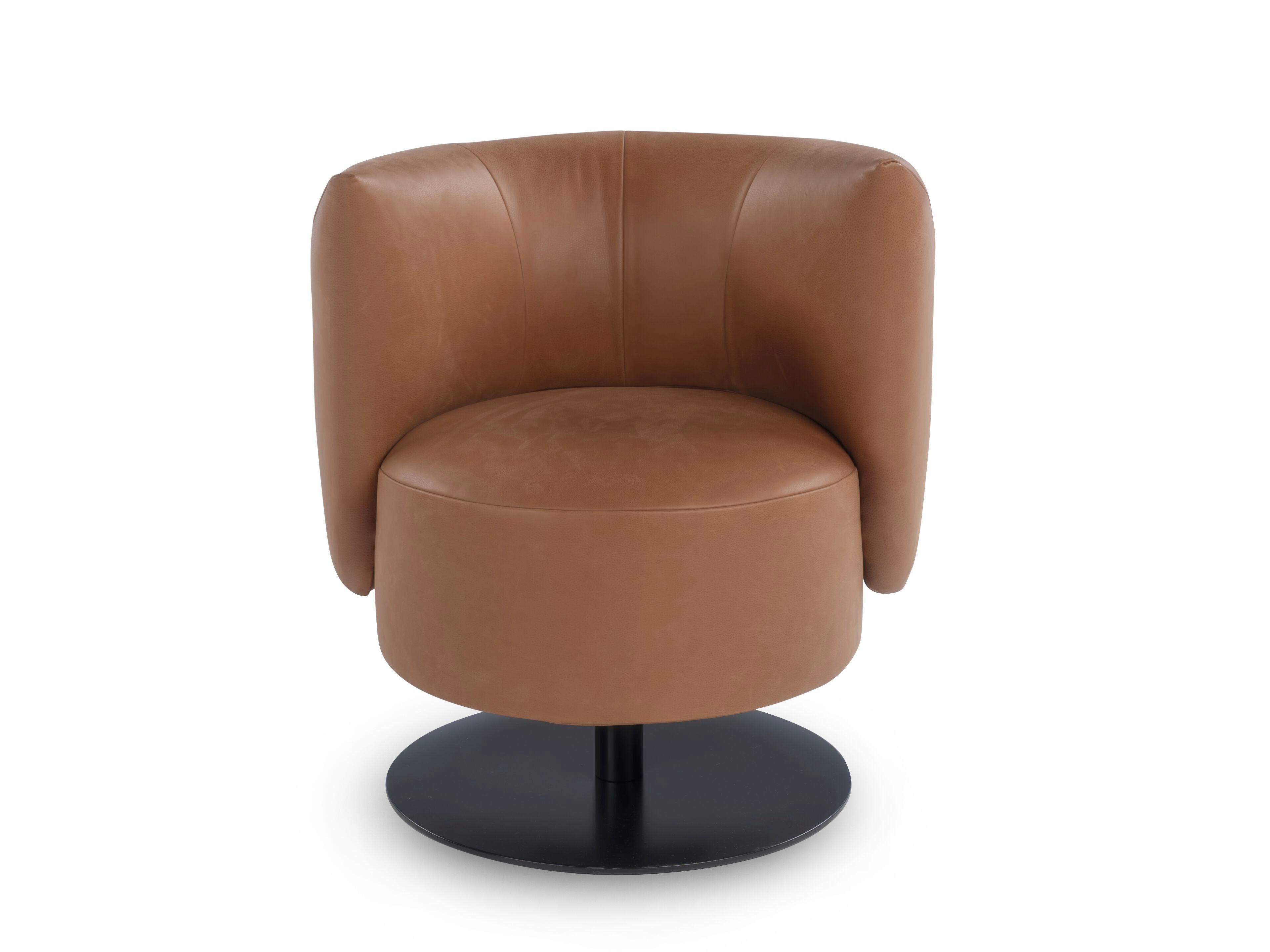 Кожаный поворотный стул с подлокотниками Calia Italia Superior ARCH-00058361