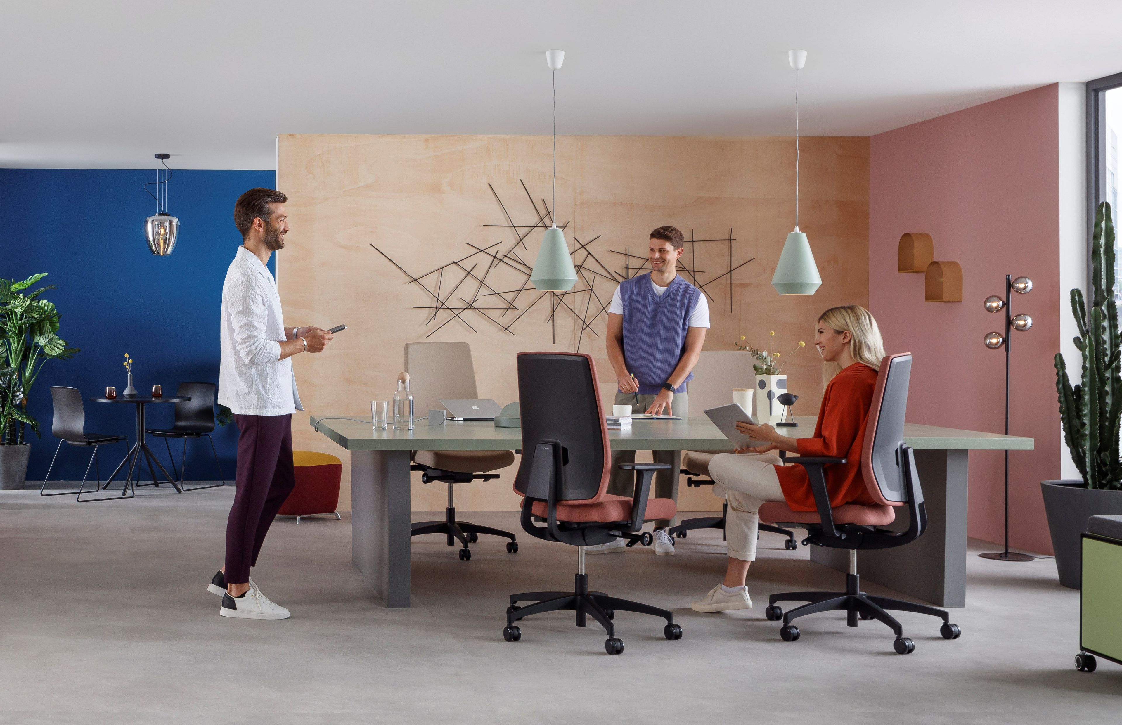 Регулируемый по высоте поворотный офисный стул из ткани Dauphin Indeed ARCH-00023794 - Вид №3