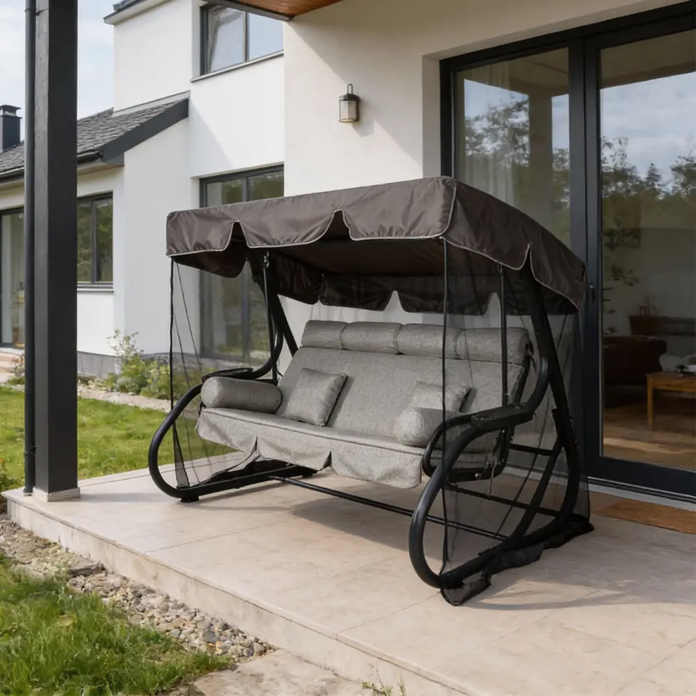 Качели садовые Greengard Сиена 3-х местные серый STLM-2026277 - Вид №3