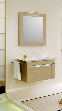 Simphony панель с зеркалом и светильником, цвет дуб сонома, Sim.02.07/DS AQWELLA Symphony sun-id-277820 - Вид №1