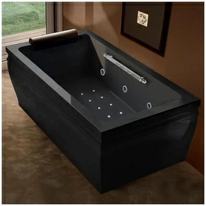 Ванна с гидро и аэроомассажем чёрная Gruppo Treesse Blanque 1810 ATC-V161Q-SX-C