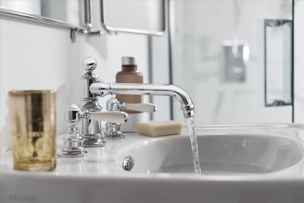 Смеситель для раковины, 3 отв, ручки - леверы белые, хром [ARC15 CHR + ARC65 CHR] Arcade Burlington ARC15 CHR, ARC65 CHR - Вид №5