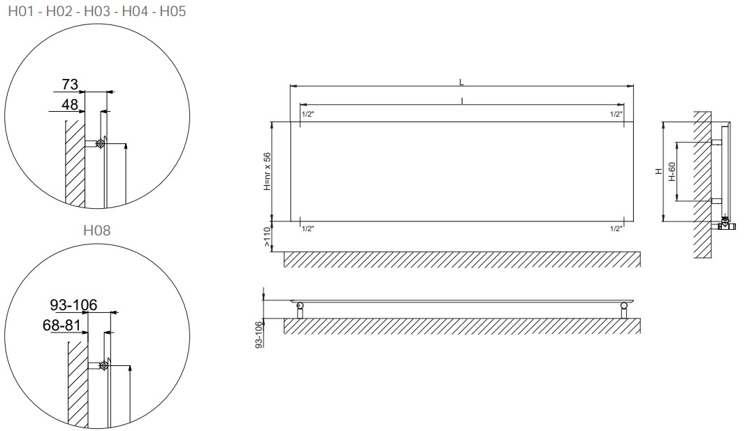 CORDIVARI Горизонтальный радиатор горячей воды из углеродистой стали Neo design sun-id-1350963 - Вид №3