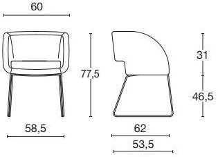 Diemme Санное кресло из ткани для залов ожидания Vanity sun-id-1419555 - Вид №6