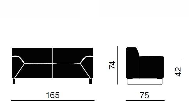 Quadrifoglio 2-х местный мягкий диван Asso sun-id-1382117 - Вид №2