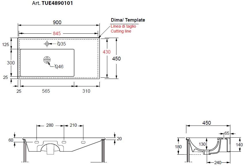 Tue4890101 Подвесная раковина настенная овальная Olympia Ceramica TUTTO EVO белая - Вид №2