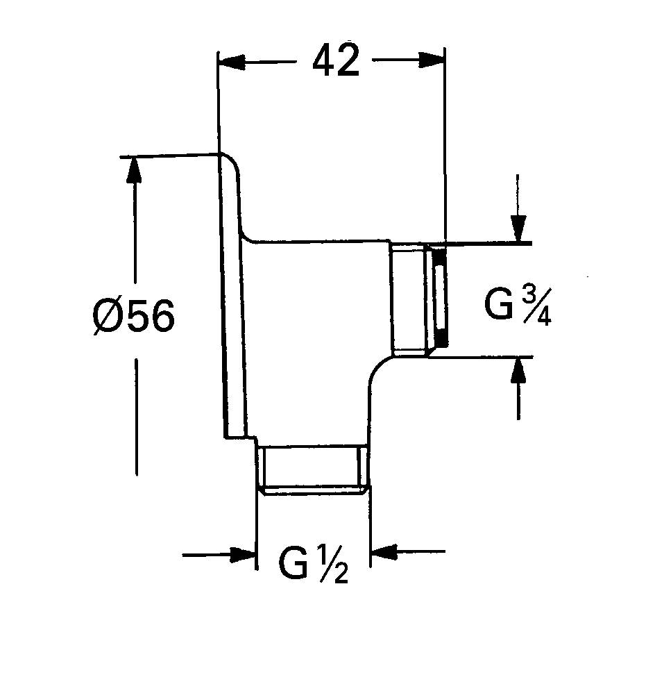 Настенное соединение GROHE, хром (12015000) Spare Parts - Вид №1