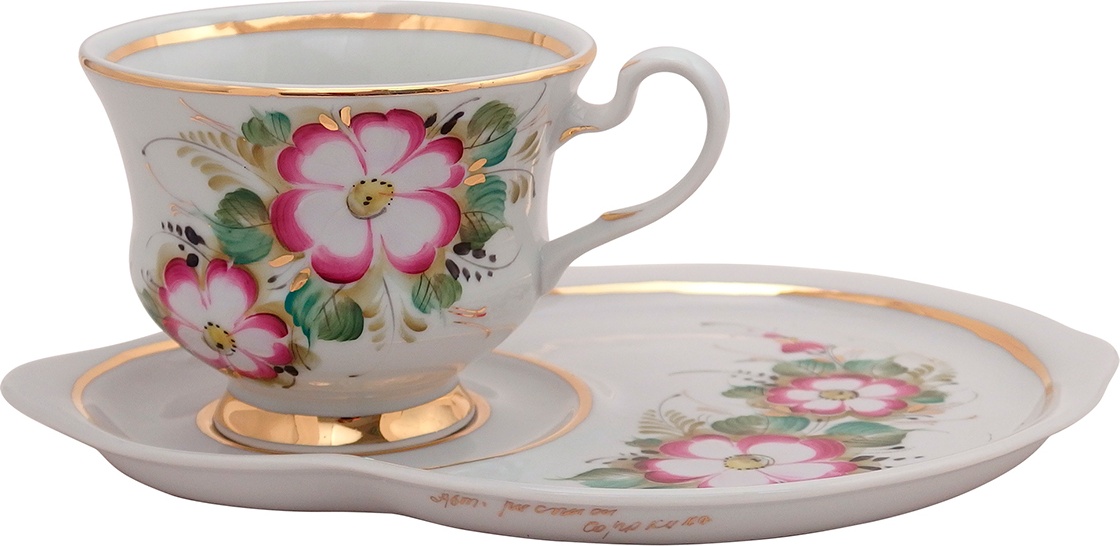 10617060 Гжельский фарфоровый завод Чайная пара "Верона" (выс.худ.роспись) 