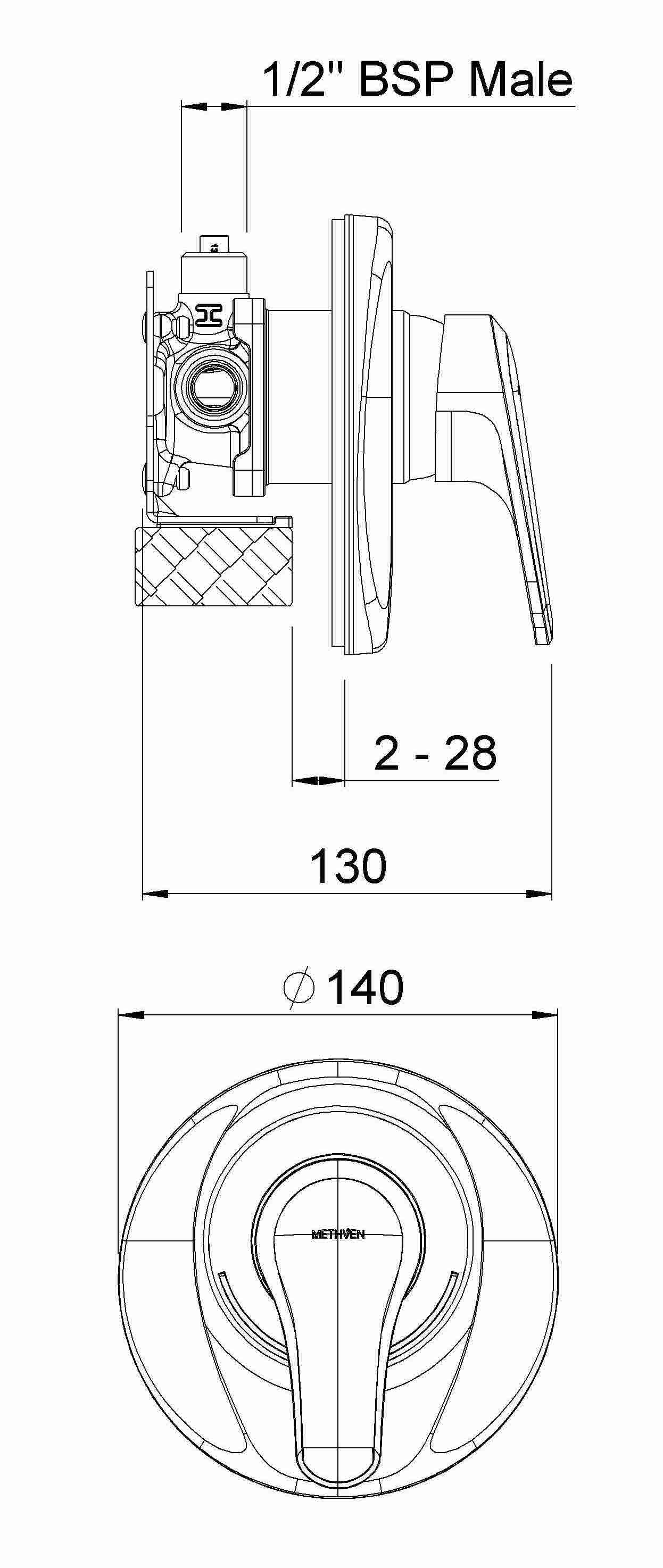 FTAPS2CP Смеситель для душа Futura с Fastflow II Methven - Вид №1