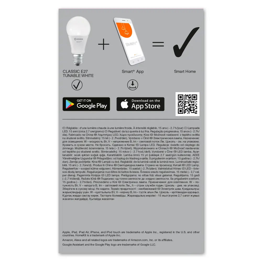 Лампа умная светодиодная Wi-Fi Osram Smart Plus E27 220-240 В 9.5 Вт груша матовая 1055 лм изменение оттенков белого LEDVANCE STLM-2043092 - Вид №6