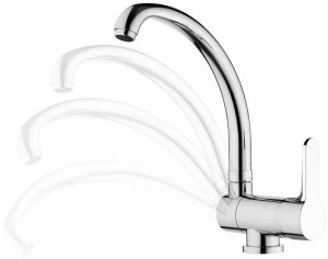 Remer Rubinetterie Кухонный смеситель на одно отверстие с высоким изливом Winner W 42 r