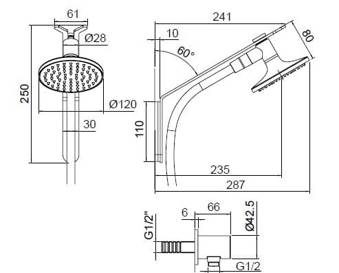 Настенный ручной душ из нержавеющей стали с держателем Zazzeri JK21 ARCH-00137131 - Вид №2