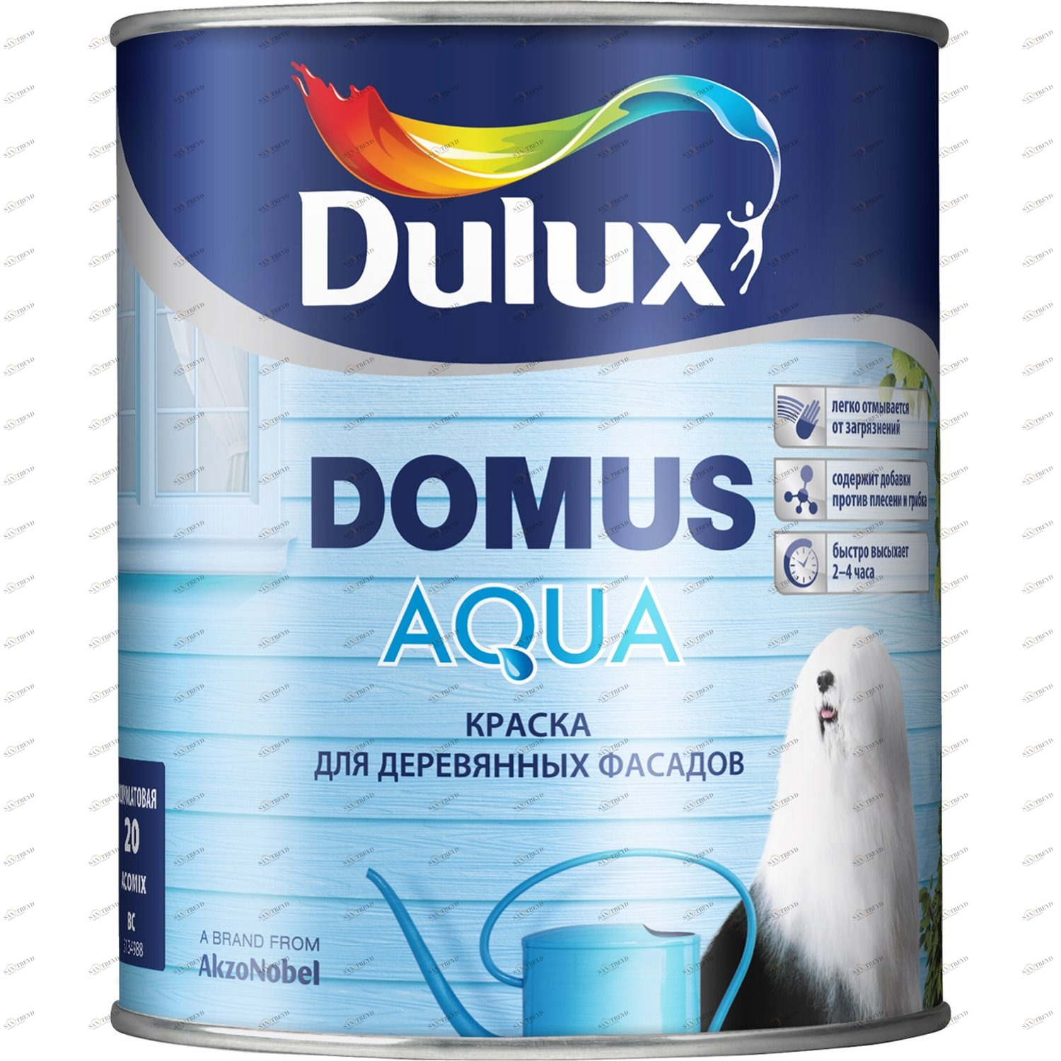 Краска Dulux Domus Aqua / Дулюкс Домус Аква для деревянных фасадов полуматовая 2,5л 5676