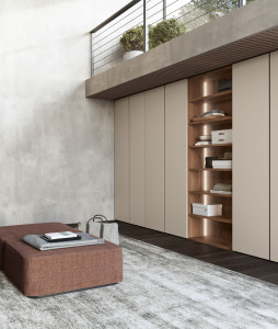 Секционный шкаф с деревянной распашной дверью