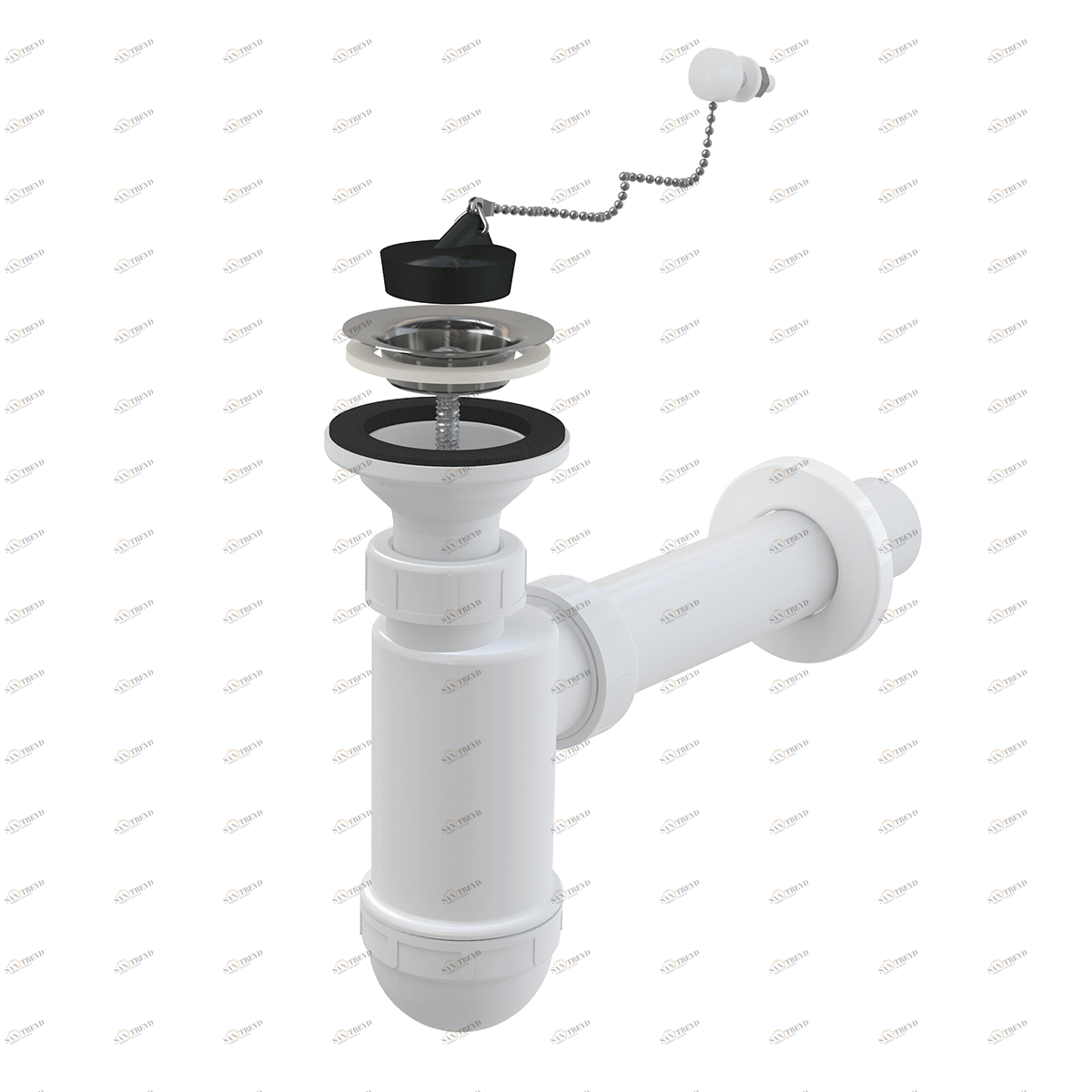 Сифон для умывальника DN40 с нержавеющей peшeткой DN63, с цепочкой ALCAPLAST A41R