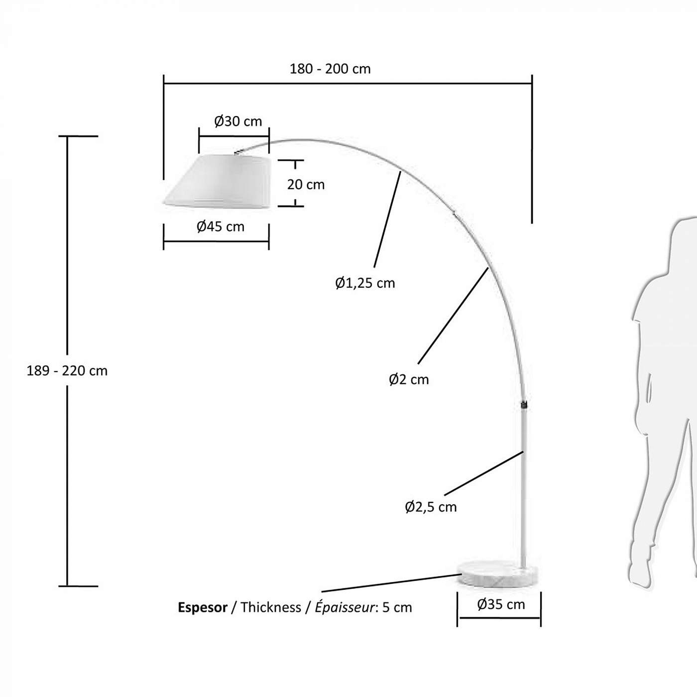 047692 Торшер Lee белый La Forma May