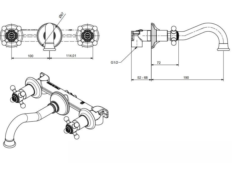 Смеситель для раковины из хромированной латуни Bugnatese ARCADIA ARCH-00078108 - Вид №1