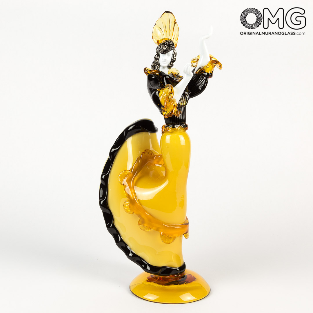 2847 ORIGINALMURANOGLASS Статуэтка Янтарные танцоры фламенко - Original Murano Glass OMG 11 см  - Вид №1