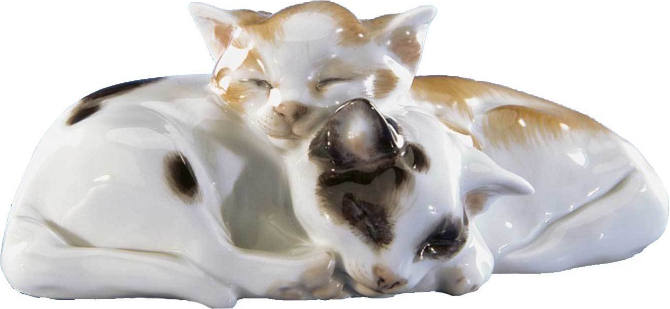 82112 Meissen Фигурка 4,5см "Лежащие кошки" (Эрих Хезель,1917г.) Фарфор 