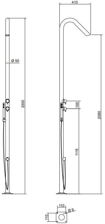 Ama Luxury Shower Открытый душ из нержавеющей стали с ручным душем Atlas sun-id-1423542 - Вид №2