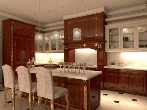 Martini Interiors Кухня из орехового дерева на заказ с островом Tosca