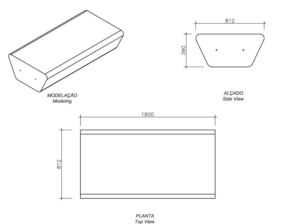 Бетонная скамья без спинки amop рамка ARCH-00142641 - Вид №4