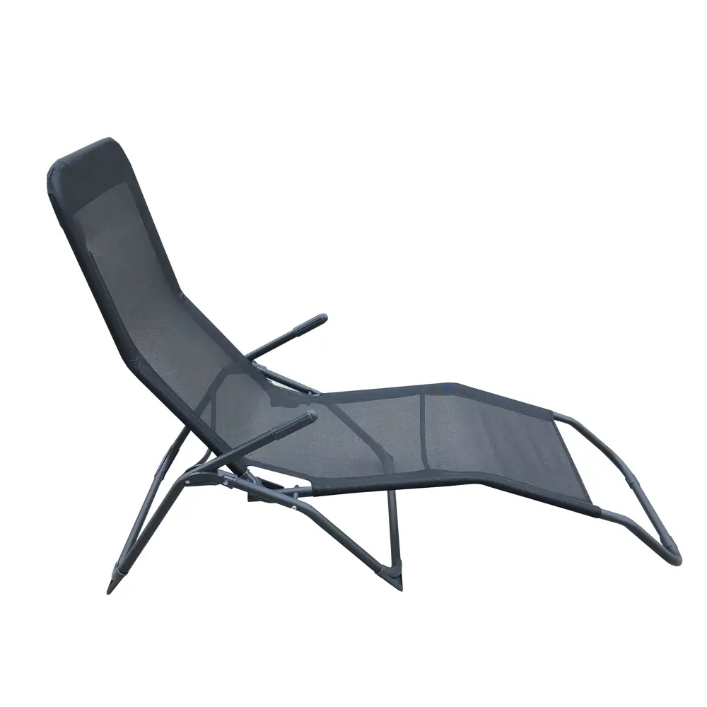Шезлонг складной Naterial Fiesta 142x60x99 см сталь/ текстилен черный 82575553 STLM-2109425 Santreyd  - Вид №10