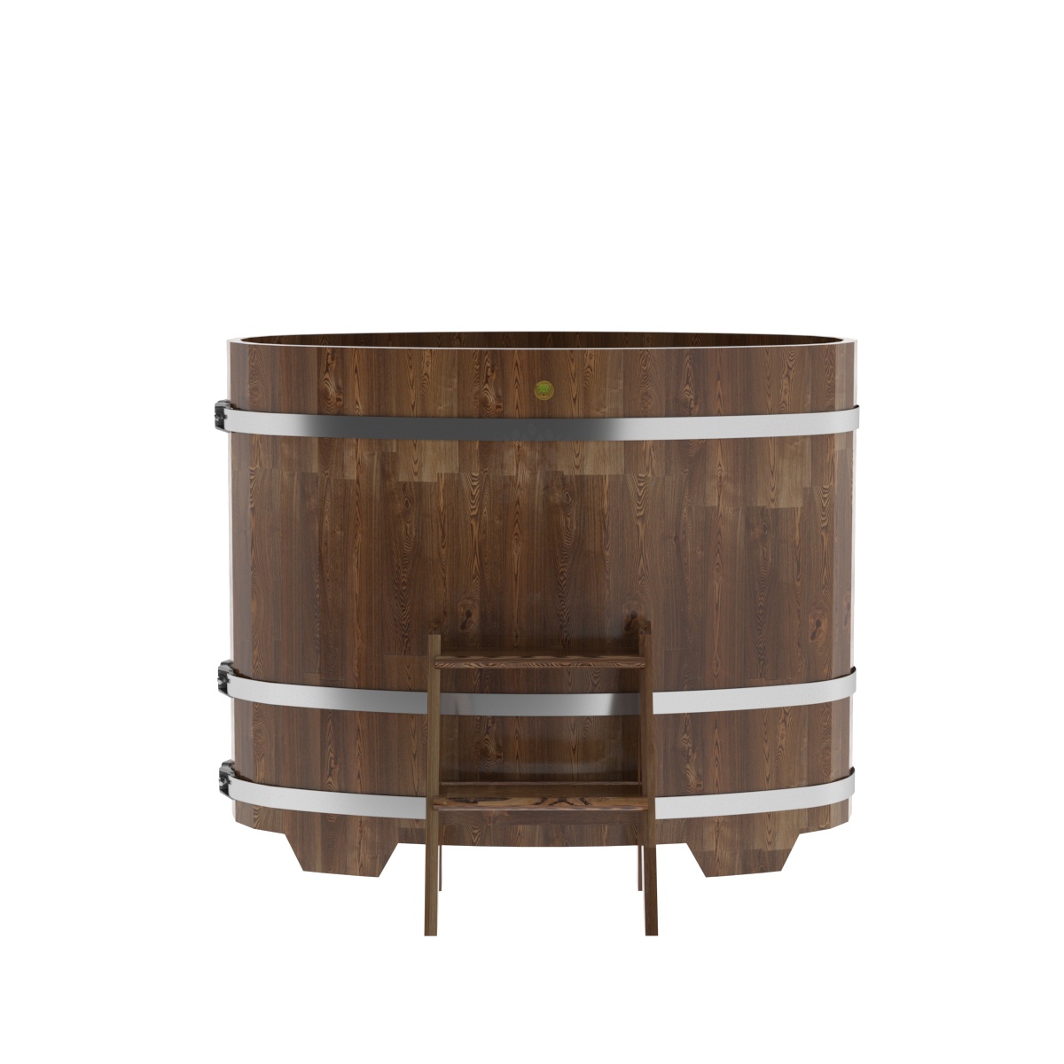 1374 Купель овальная из сращенных ламелей лиственницы 0,69х1,31х1,1 морёная Alyarus  - Вид №3