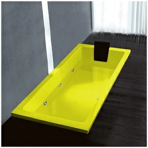 Ванна Gruppo treesse Quadra 170 V0727-DX-ZZ жёлтая с золотой фурнитурой гидромассажем прямоугольная встроенная правая