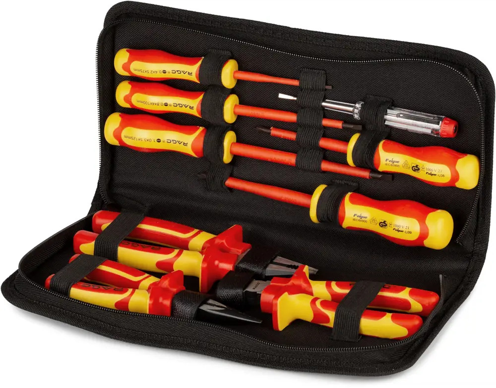 Профессиональный набор диэлектрического инструмента RAGE 9 предметов для электромонтажных работ 87481935