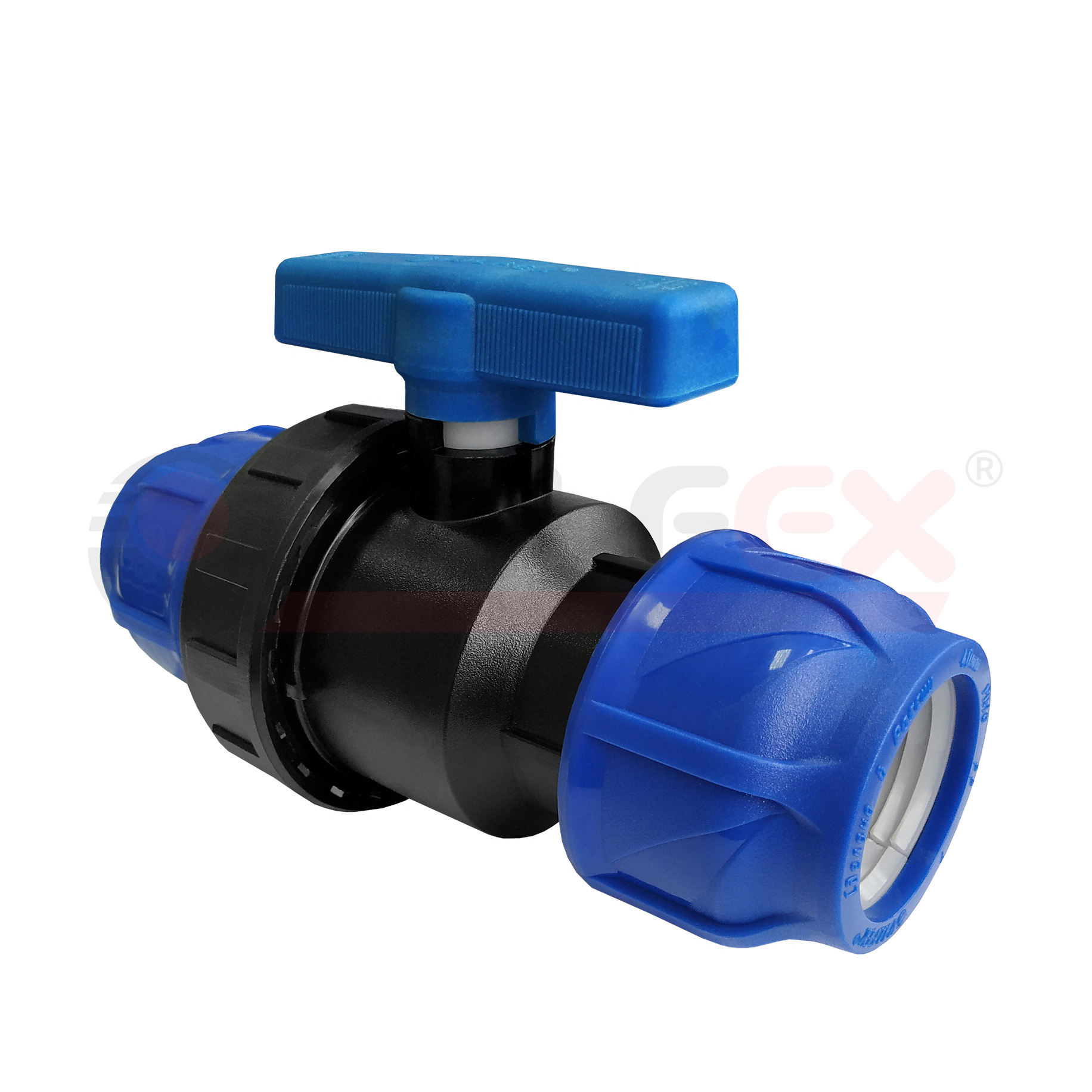 121001235050 Valfex Кран шаровой компрессионный цанга-цанга, разборный 