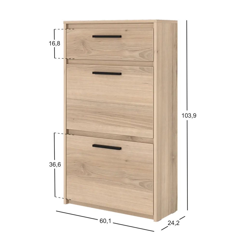 Шкаф для обуви Лион 60x103.9x24 см 2 ящика ЛДСП цвет дуб комано Santreyd STLM-2133195 - Вид №7