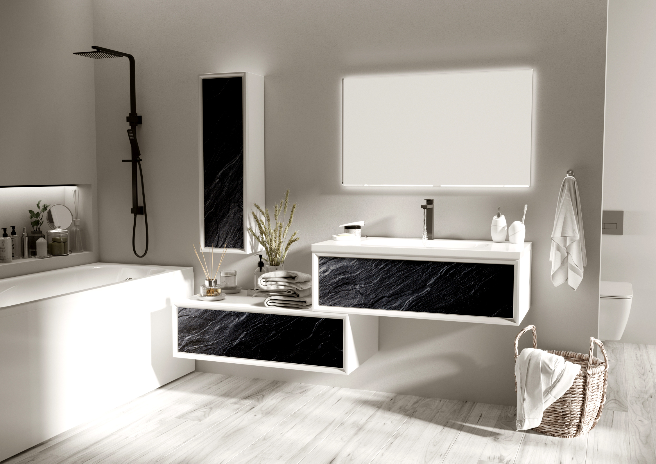 У83571 Тумба Milacco 100П 1в.я. Black stone (низ) 1 Marka 