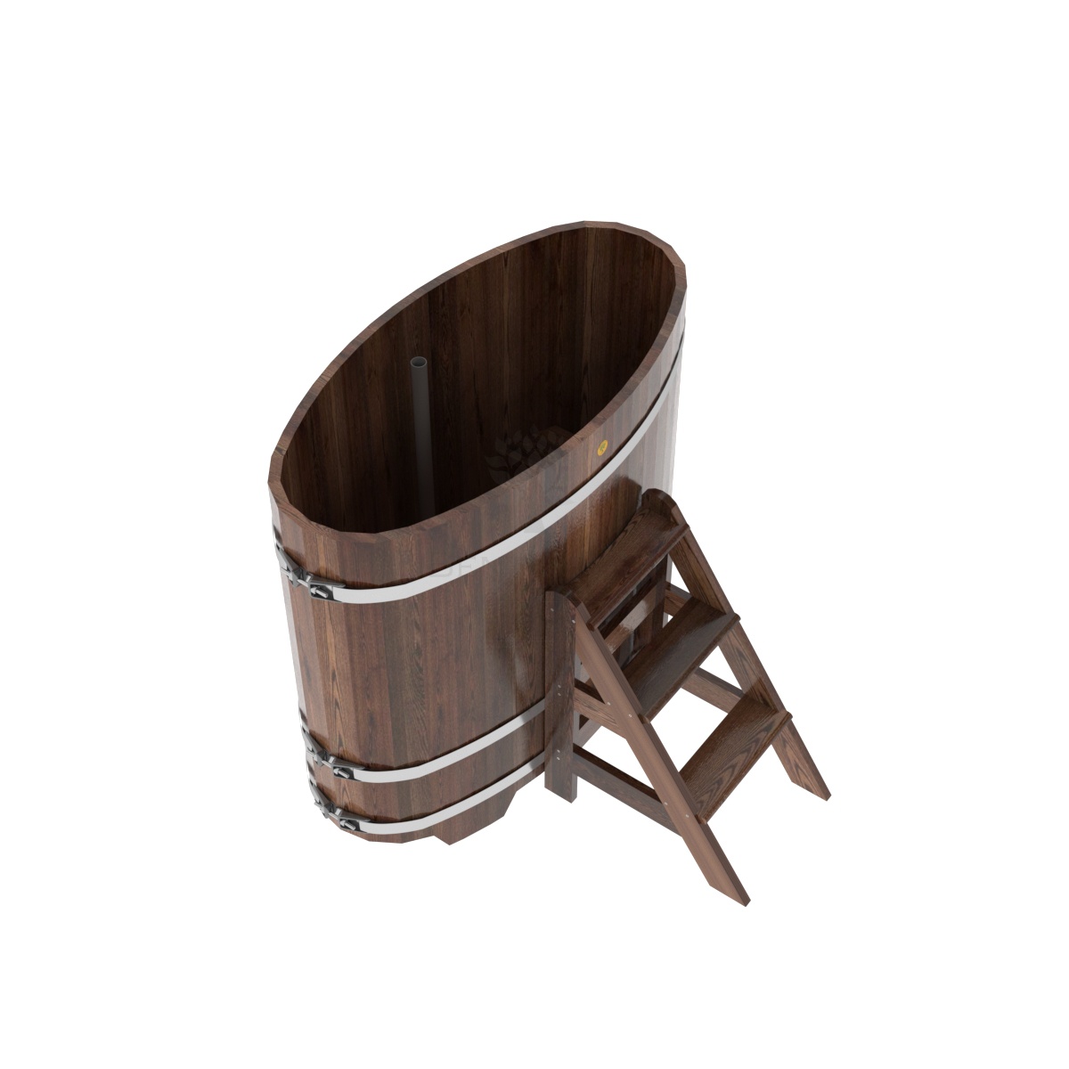 1138 Купель овальная из лиственницы 0,69х1,31х1,2 морёная премиум Alyarus  - Вид №1