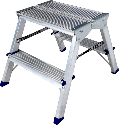 Двухсторонняя стремянка алюминиевая c широкой верхней ступенью 260 мм. 2ст.