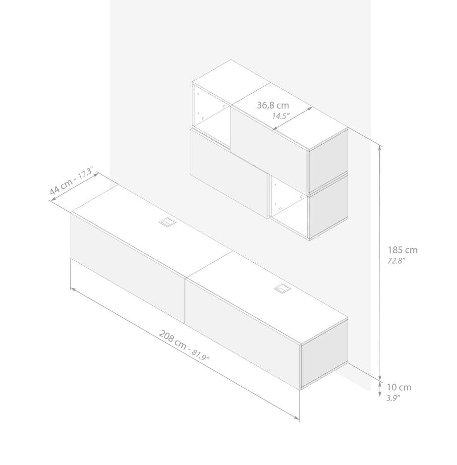 Модульная оборудованная стена установленная стеной в меламинированном Mobili Fiver Easy ARCH-00044646 - Вид №78