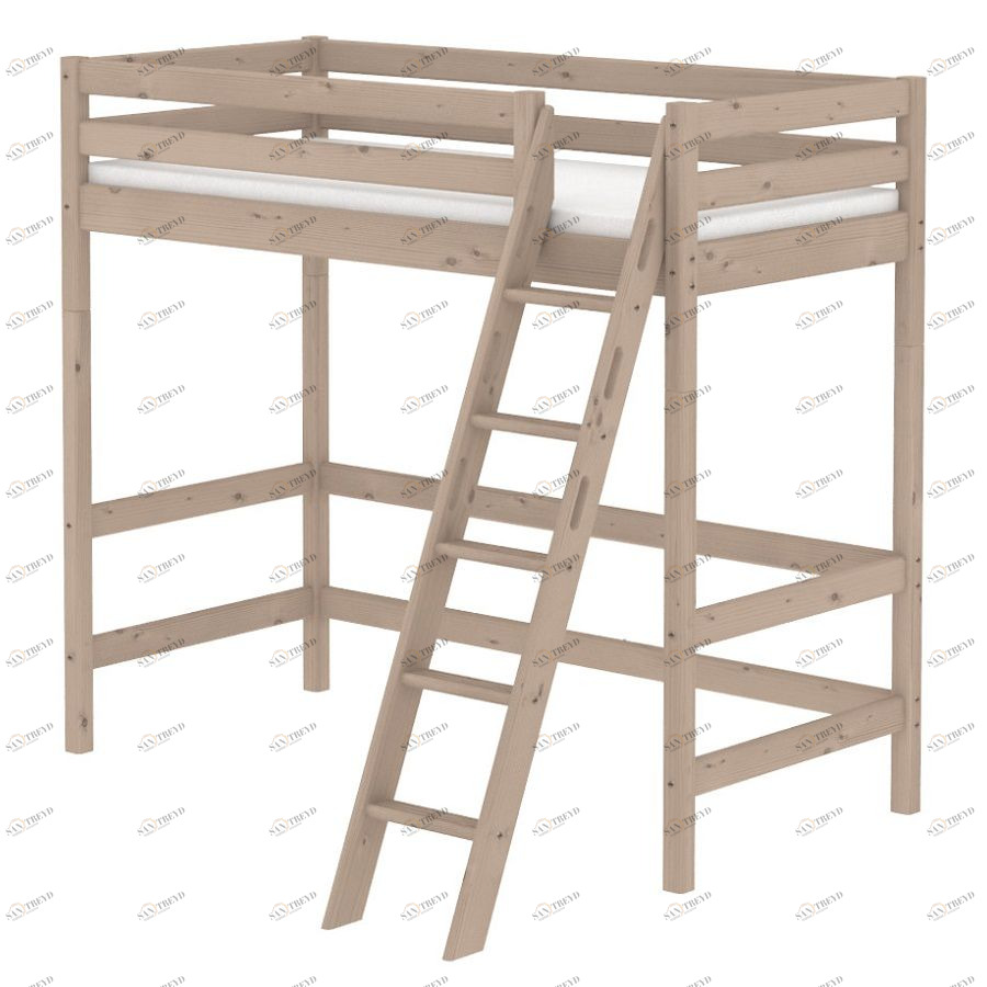 Кровать Flexa Classic высокая с наклонной лестницей, коричневая, 200 см 90103161101