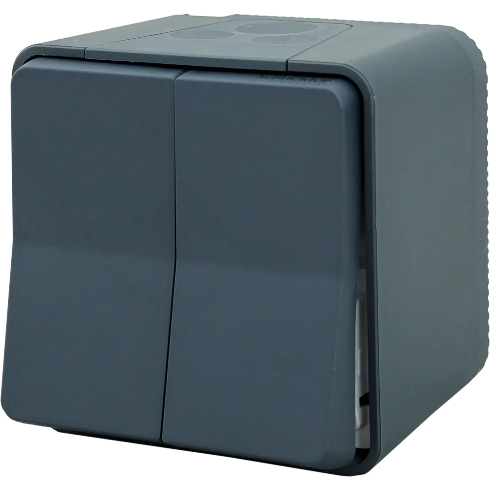 Переключатель накладной влагозащищенный Systeme Electric Mureva Styl 2 клавиши IP55 цвет антрацит 82307248 STLM-2019242 - Вид №1